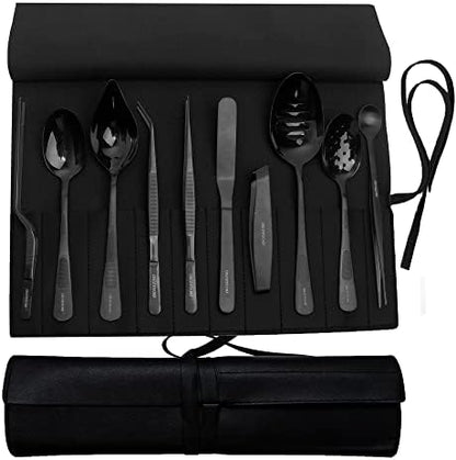  Professional Chef Plating Kit, 10 Piece Culinary Plating Set, Black, Stainless Steel (10 Piece, Black)
