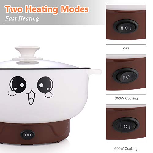  4-in-1 Multifunction Electric Cooker Skillet Wok Electric Hot Pot For Cook Rice Fried Noodles Stew Soup Steamed Fish Boiled Egg Small Non-stick With Lid (2.3L, Without Steamer)