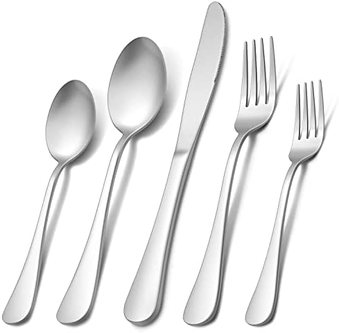  60-Piece Black Silverware Flatware Set For 12, Stainless Steel Eating Utensils Cutlery Includes Knives/Spoons/Forks, Tableware For Home Restaurant Party, Shiny Mirror Polished, Dishwasher Safe