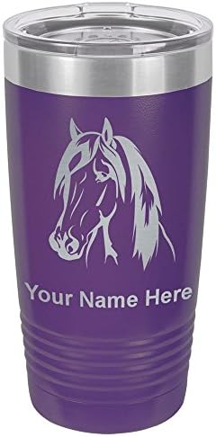  20oz Vacuum Insulated Tumbler Mug, Horse Head 1, Personalized Engraving Included (Black)
