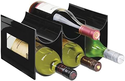  Plastic Free-Standing Water Bottle Organization/Wine Rack Storage Organizer For Kitchen Countertops, Cabinet, Bin, Pantry, Fridge, Refrigerator, 3 Tiers, 9 Bottles, Lumiere Collection - White
