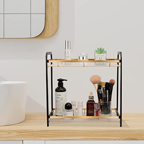  2 Tier Bathroom Counter Organizer, Premium Bathroom Sink Organizer Countertop, Kitchen Spice Rack Storage Shelf, Living Room Organization, Dresser Top Organizer & Vanity Tray, Bedroom Storage