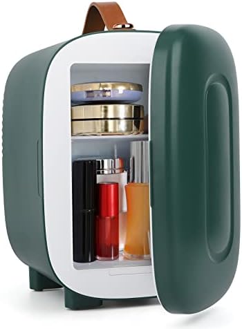  Mini Fridge 6L Capacity, Portable Small Refrigerator Cooler Or Warmer, AC DC Powered, Skincare Fridge With Mirror Door, For Food, Cosmetics, Home, Office And Car - White