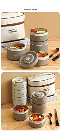  Stainless Steel Insulated Lunch Box Household Portable Microwave Oven Single Sealed Lunch Box Microwave Oven - (Large) Coffee