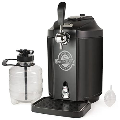  Homecraft Black Stainless Steel Easy-Dispensing Tap Beer Cooling System Kegerator, Includes Reusable Growler, CO2 Cartridges, Removable Drip Tray & Cleaning Kit, Fresh For 30 Days