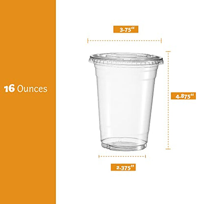  16 Oz 50 Sets Plastic Cups With Lids BPA Free Clear Plastic Cups Disposable Coffee Cups Clear Cups For Water Soda Juice Drinking Cups & Lids For Office, Shop & Restaurant
