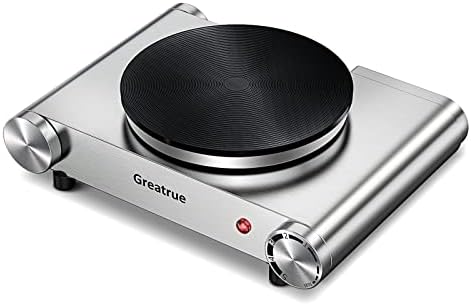  Hot Plate, 1500W Electric Burner For Cooking Cast Iron Hot Plates, Electric Cooking Stove With Adjustable Temperature Control Stainless Steel Countertop Burner Electric Cooktop（silver）