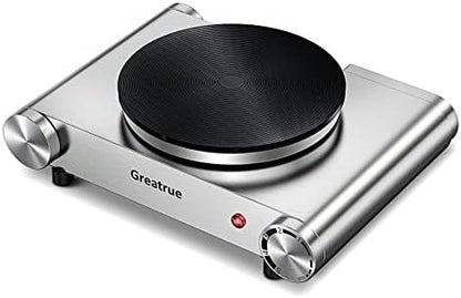  Hot Plate, 1500W Electric Burner For Cooking Cast Iron Hot Plates, Electric Cooking Stove With Adjustable Temperature Control Stainless Steel Countertop Burner Electric Cooktop（silver）