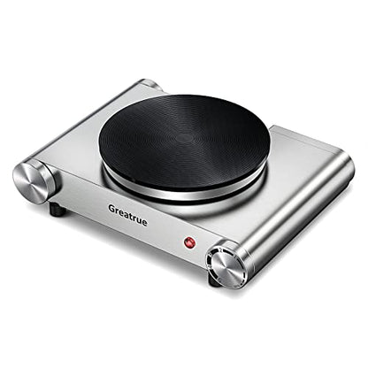  Hot Plate, 1500W Electric Burner For Cooking Cast Iron Hot Plates, Electric Cooking Stove With Adjustable Temperature Control Stainless Steel Countertop Burner Electric Cooktop（silver）