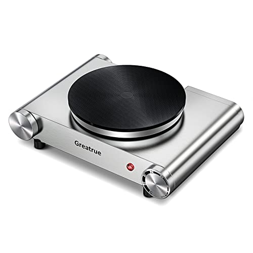  Hot Plate, 1500W Electric Burner For Cooking Cast Iron Hot Plates, Electric Cooking Stove With Adjustable Temperature Control Stainless Steel Countertop Burner Electric Cooktop（silver）