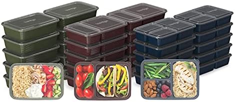  ® Prep 60-Piece Meal Prep Kit - 1, 2, & 3-Compartment Containers With Custom Fit Lids - Microwaveable, Durable, Reusable, BPA-Free, Freezer & Dishwasher Safe Storage Containers (Floral Pastels)