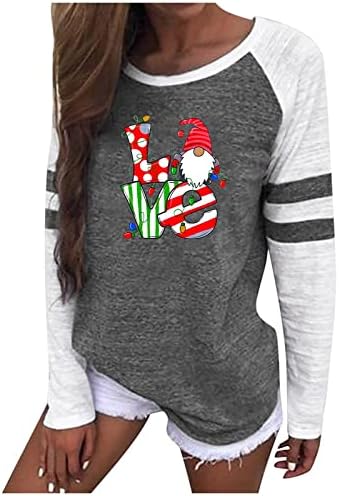  Womens Causal Loose Crewneck Cute Fashion Sweatshirts Long Sleeve Christmas Print Loose Tops Pullover Top Streetwear
