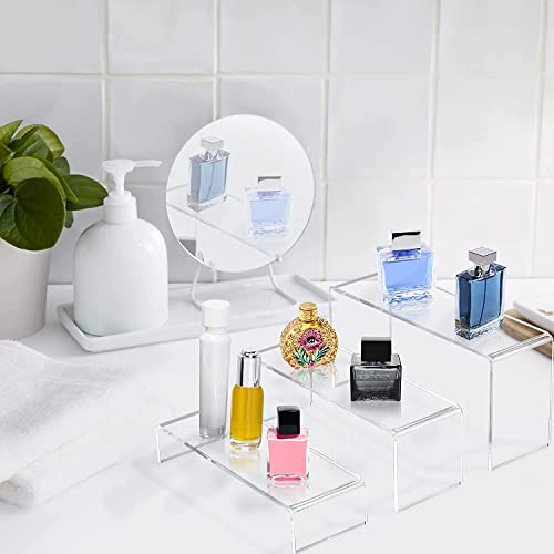 Acrylic Display Risers 2 Sets - 9'' Risers For Display Clear Acrylic Risers For Display Thicken Acrylic Shelf Riser For Figure Collection Jewelry Cup Perfume Cake Buffet 6pcs 3 Assorted Sizes