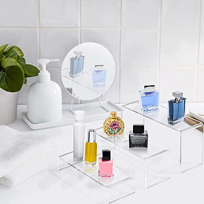  Acrylic Display Risers 2 Sets - 9'' Risers For Display Clear Acrylic Risers For Display Thicken Acrylic Shelf Riser For Figure Collection Jewelry Cup Perfume Cake Buffet 6pcs 3 Assorted Sizes
