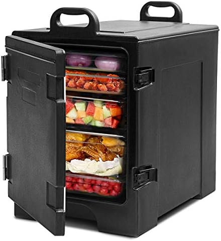  End-Loading Insulated Food Pan Carrier, 5 Full-Size Pan, 81 Quart Capacity, Food-grade LLDPE Material, Portable Food Warmer With Fastener, Ideal For Canteen And Restaurant Use