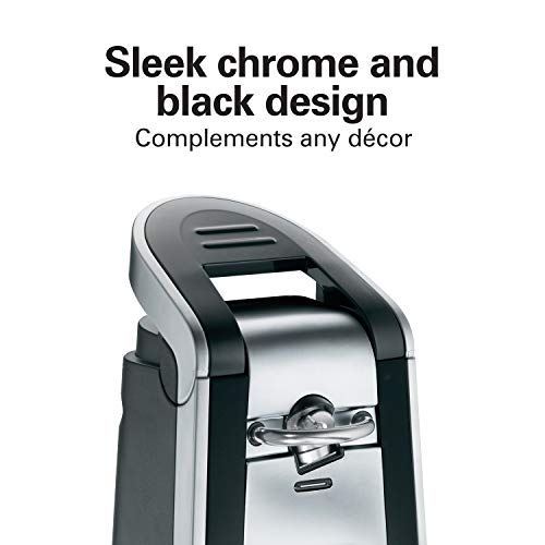 Hamilton Beach Smooth Edge Electric Automatic Kitchen With Easy Push Down Lever, Opens All Standard-Size And Pop-Top Cans, Stainless Steel Scissors, Black And Chrome