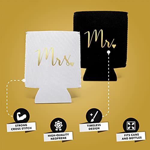  Wedding Can Coolers Mr And Mrs Gifts - Just Married Decorations, Wedding Day & Honeymoon Essentials, Presents For Newlywed Gifts For Couples, Wedding Gifts For Bride To Be And Groom - Gold