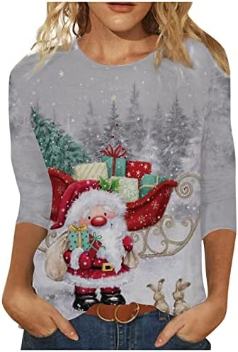  Pullover Sweatshirts For Women Cute Loose Tops Sweatshirts Long Sleeve Christmas Print Crew Neck Pullover Top Fall
