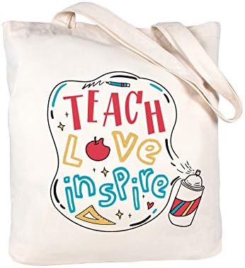  ELEGANTPARK Funny Teacher Gifts For Women Teacher Appreciation Gifts From Students Birthday Graduation Valentines Day Christmas Gifts For Teacher Tote Bag Black Cotton Canvas With Interior Pocket