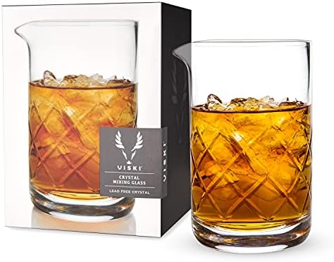  Cocktail Mixing Glass 23 Oz. Crystal Pitcher Pedestal Design Bartending Glasses - Barware Essentials