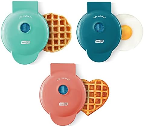 Dash Mini Maker Waffle Maker + Griddle, 2-Pack Griddle + Waffle Iron - Aqua