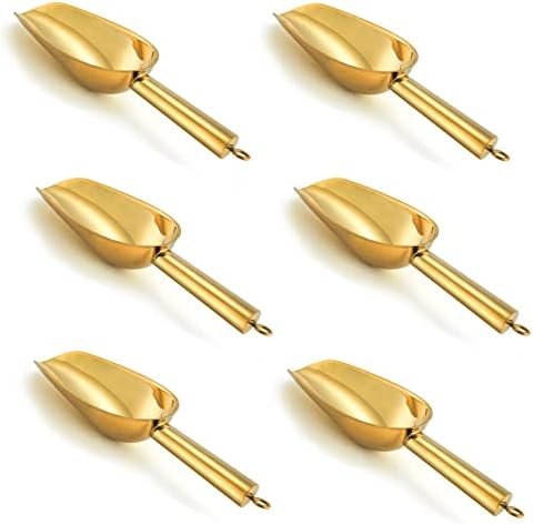  3OZ Mini Scoop Set Of 2, P&P CHEF Stainless Steel Candy Sweet Ice Cube Scoop For Home Bar Buffet Wedding Canisters, Easy Clean & Durable - Gold