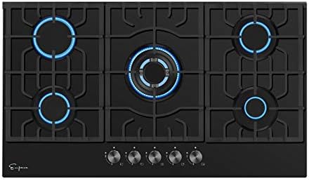  24" Gas Cooktop With 4 Italy Sabaf Sealed Burners NG/LPG Convertible Tempered Glass In Black Model 2020, 24 Inch