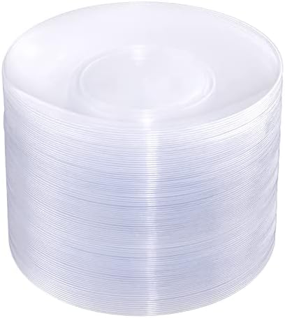 100pcs Silver Plastic Plates & White With Silver Disposable Plates & 7.5inch Silver Disposable Dessert Plates-Perfect For Christmas & Wedding & Party