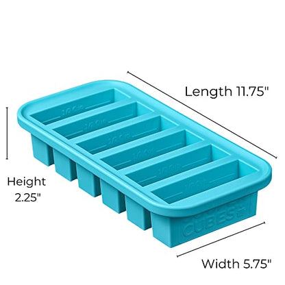  1/2-Cup Freezing Tray With Lid, Aqua, Makes 6 Perfect 1/2 Cup Portions, Freeze Pesto, Salsa, Sauce, Food