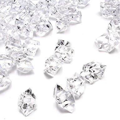  Fake Ice Cubes, 4.4Lbs 1,000PCS Acrylic Ice Cubes Clear Rocks Fake Diamonds Clear Acrylic Vase Filler Plastic Crystals Clear Fake Crushed Ice Rocks Acrylic Gems
