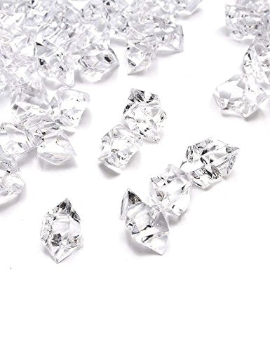  Fake Ice Cubes, 4.4Lbs 1,000PCS Acrylic Ice Cubes Clear Rocks Fake Diamonds Clear Acrylic Vase Filler Plastic Crystals Clear Fake Crushed Ice Rocks Acrylic Gems