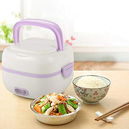  110V Portable 1L Mini Electric Lunch Box For Cooking Rice, Steaming Eggs, Vegetables, Meat And More,Removable Stainless Steel Rice Cooker For Car, Truck, Home And Work