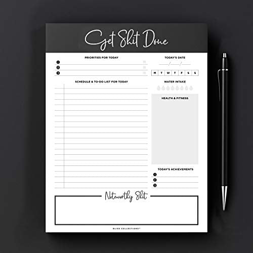  Daily Planner, Get Stuff Done, Organizer, Scheduler, Productivity Tracker For Organizing Appointments, Goals,Tasks,Notes And To-Do Lists, 8.5"x11" Undated Tear-Off Sheets (50 Sheets)