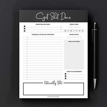  Daily Planner, Get Stuff Done, Organizer, Scheduler, Productivity Tracker For Organizing Appointments, Goals,Tasks,Notes And To-Do Lists, 8.5"x11" Undated Tear-Off Sheets (50 Sheets)