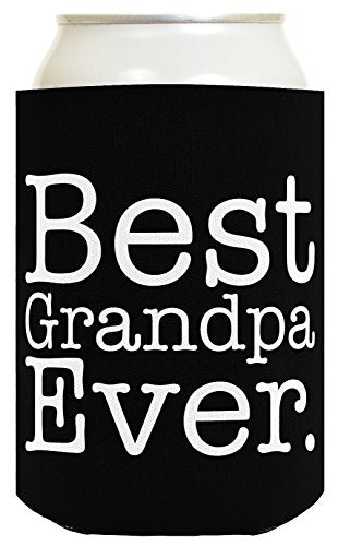  Funny Beer Coolie Best Grandpa Ever 2 Pack Can Coolies Black