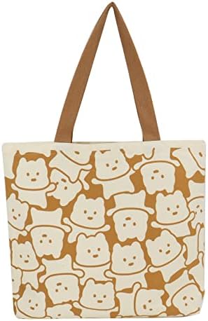  Canvas Tote Bag Aesthetic For Women Graphic Tote Bag With Zipper Cute Canvas Bags With Pockets