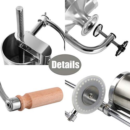 Meao Sausage Filler Stuffer Home Made Machine - Stainless Steel Vertical Sausage Maker With Suction Base And Manual Crank For Household Use Or Commercial - Capacity 2.5 LBS #1