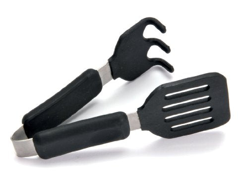 Krups Belgian Waffle Maker, Waffle Maker With Removable Plates, 4 Slices, Silver/Black & Norpro Grip-EZ Grab And Lift Silicone Tongs, Set Of 1, Black