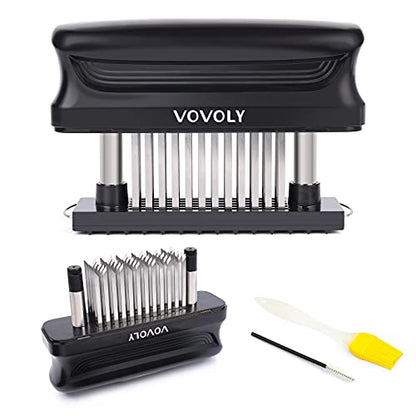  Vovoly Premium Meat Tenderizer Tool, 60pcs Sturdy Stainless Steel Blades, Meat Tenderizer Mallet Pounder Dishwasher Safe, Ultra Sharp Needles For Fast Tenderizing Beef/Steak/Chicken/Pork/BBQ.
