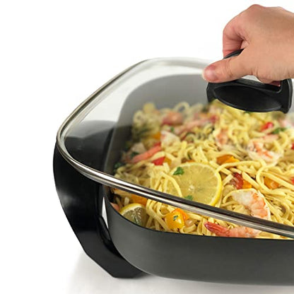  SKWB12GY13 Family-Sized Electric Skillet With Lid And Diamond Shield Scratch-Resistant Non-Stick Finish, 12 By 12 By 3 In, Gray