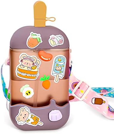  Cute Water Bottles With Straws, Sports Mobile Phone Travel Cup, Portable Large-Capacity Water Juice Drinking Cups With Random Stickers, Suitable For Outdoor Camping