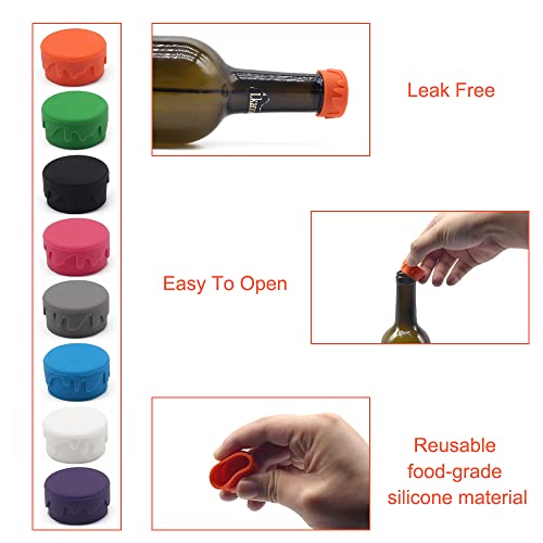  8PCS Wine Stoppers, Reusable Silicone Wine Corks, Silicone Wine Bottle Stopper, Glass Corks Beverages Beer Champagne Bottles For Corks To Keep Wine Fresh
