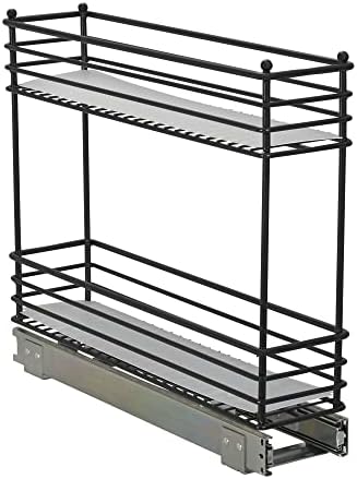  Narrow Sliding Cabinet Organizer, Two Tier Chrome Organizer, Chrome, Great For Slim Cabinets In Kitchen, Bathroom And More