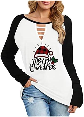  Womens Causal Loose Crewneck Fall Plus Size Christmas Print Long Sleeve Fashion Sweatshirts Pullover Top Fall Clothes