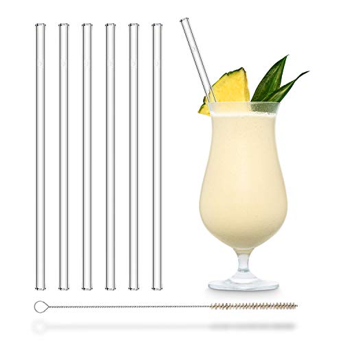  ALM Glass Straws - 6x 9 Inch Reusable Drinking Straws + Plastic-Free Cleaning Brush - Made In Germany - Dishwasher Safe - Eco-Friendly - Straight - Perfect For Smoothies, Cocktails