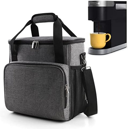  Coffee Maker Storage Bag,Waterproof Travel Carrying Organizer Case,Suitable For Kering Coffee Machines And Other Accessories,Dustproof Tote Bag With Shoulder Strap Black