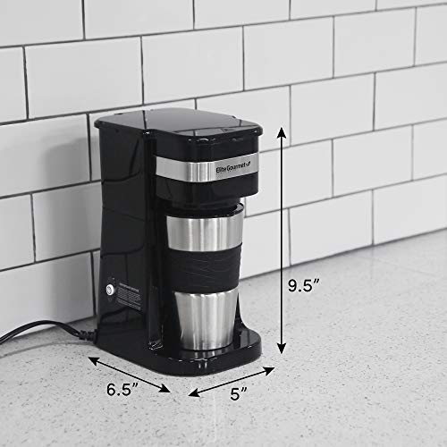  HC111A Personal Single-Serve Compact Coffee Maker, With Pause N Serve, Reusable Filter, On/Off Switch, Water Level Indicator, 14-oz, Black
