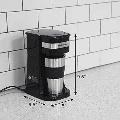  HC111A Personal Single-Serve Compact Coffee Maker, With Pause N Serve, Reusable Filter, On/Off Switch, Water Level Indicator, 14-oz, Black
