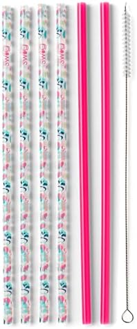  Reusable Straws Luxy Leopard + Blush Reusable Straw Set + Cleaning Brush, Each Straw Is 10.25 Inch Long (Fits Swig Life 20oz Tumblers, 22oz Tumblers, And 32oz Tumblers)