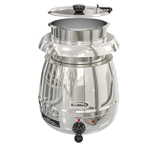 Commercial Soup Kettle Warmer With Hinged Lid And Removable Stainless-Steel Pot Insert For Buffet, Restaurant, Party, Event, And Catering, Large 2.4 Gallon, Electric [Silver] (SK-SS-3G)
